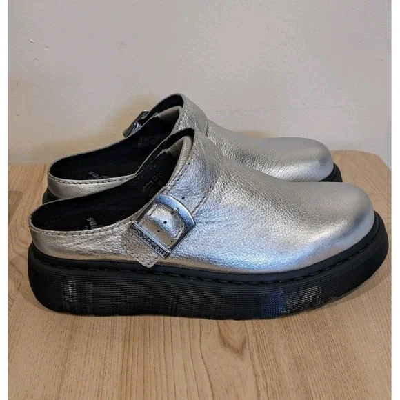 Dr. Martens Silver Laketen Mules Slingback Platform Shoes Men's Size 9 Wmns‎ 10 - Picture 4 of 11